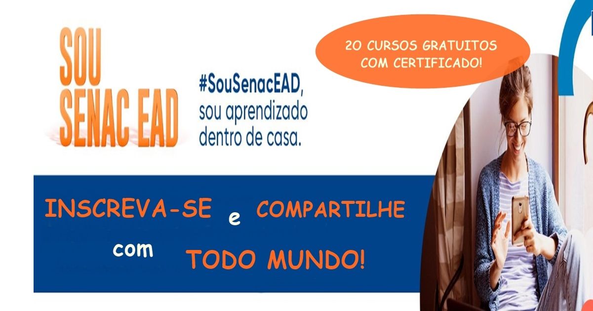 Senac EAD oferece 20 cursos gratuitos totalmente a distância com certificado; veja como se inscrever