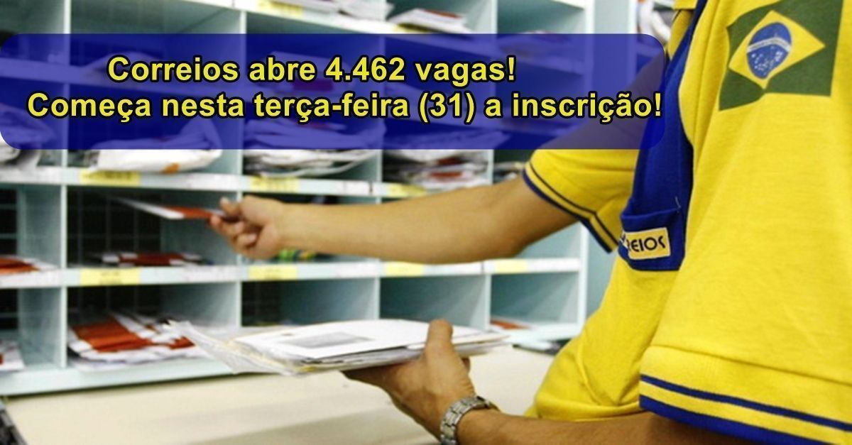 Processo seletivo aberto pelos Correios oferece 4.462 vagas para cadastro de cúrrículo Jovem Aprendiz