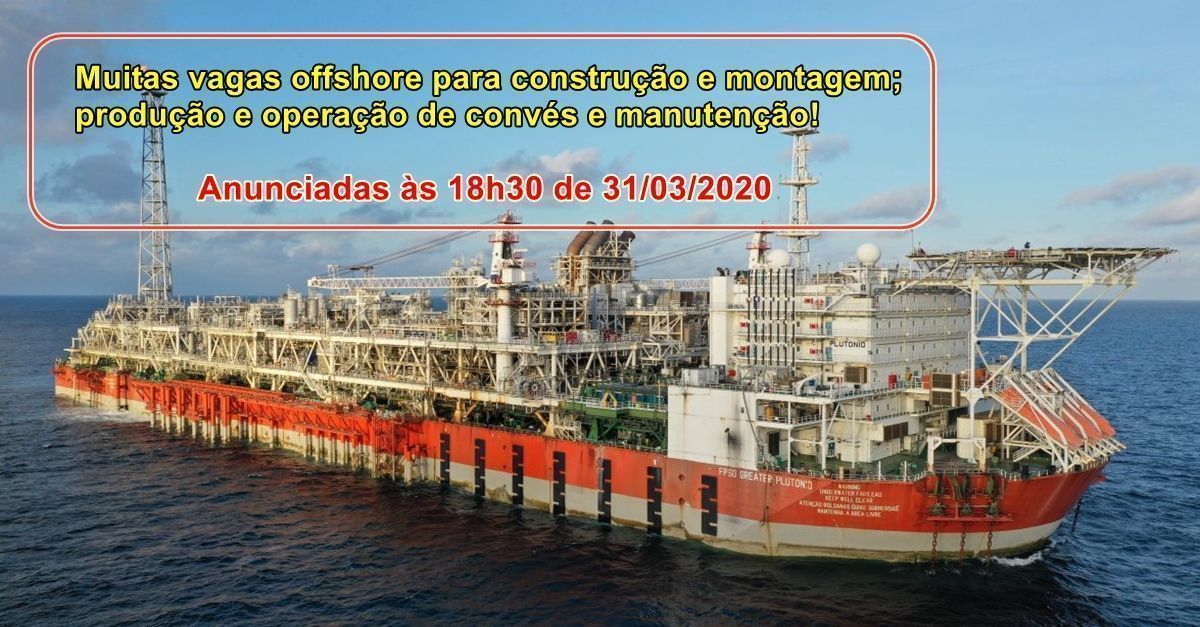 Novo projeto de óleo e gás Engeman Macaé demanda muitas vagas de emprego, em quase todas as funções divulgadas nesta noite, 31 de março