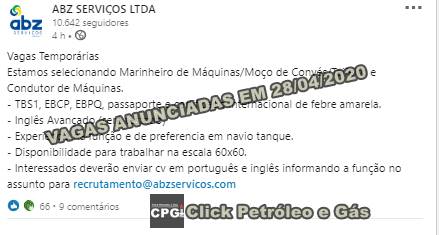 Contratos offshore em águas internacionais demanda vagas de emprego para brasileiros hoje em empresa marítima