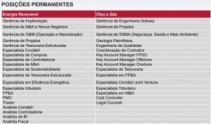 setor de Energias Renováveis, segmento de Óleo e Gás