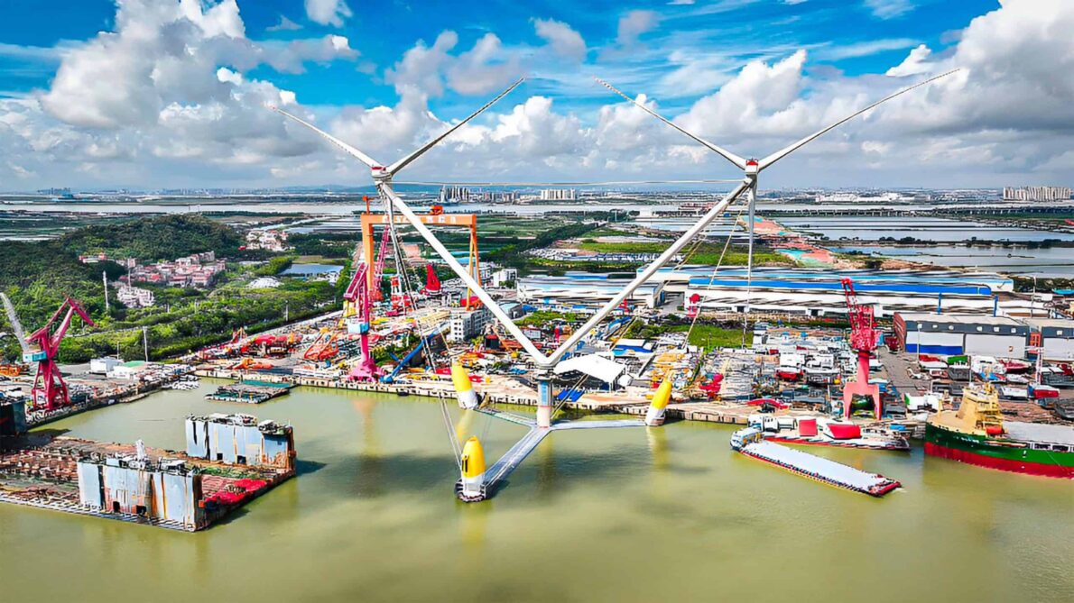 Turbina eólica offshore gigante com duplas hélices