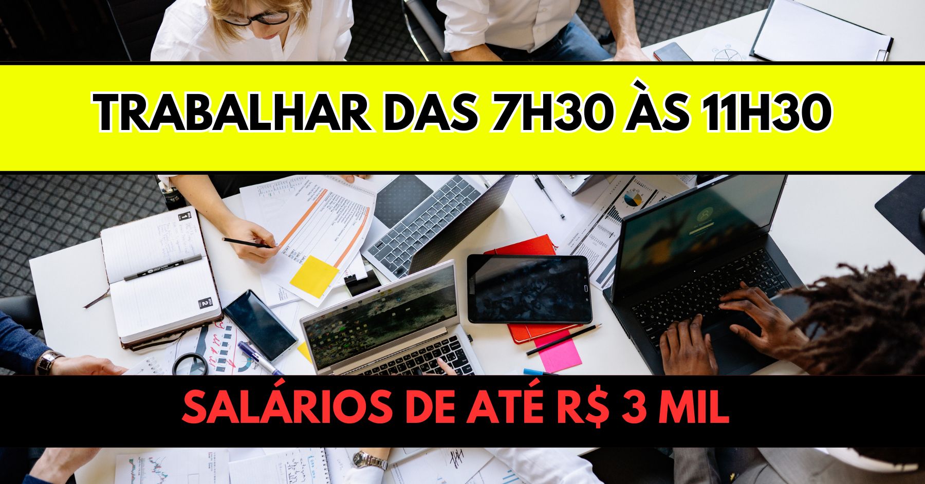Processo seletivo aberto oferece vaga de emprego com salário de R$ 3.000,00 para interessados em trabalhar das 7h30 às 11h30