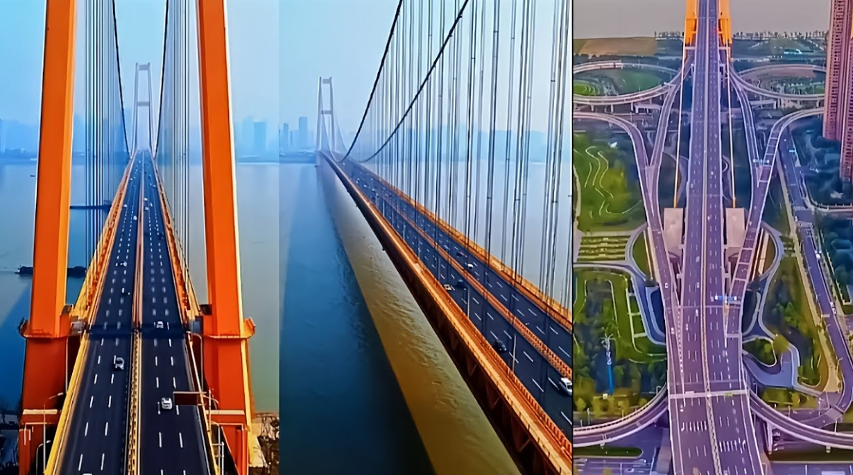 A ponte dourada da China possui impressionantes 4.134 metros de extensão total e um vão principal de 1.700 metros, sendo sustentada por torres de 254,9 metros na Norte e 231,9 metros na Sul, que suportam cabos principais com uma tensão projetada de 65.000 toneladas cada.