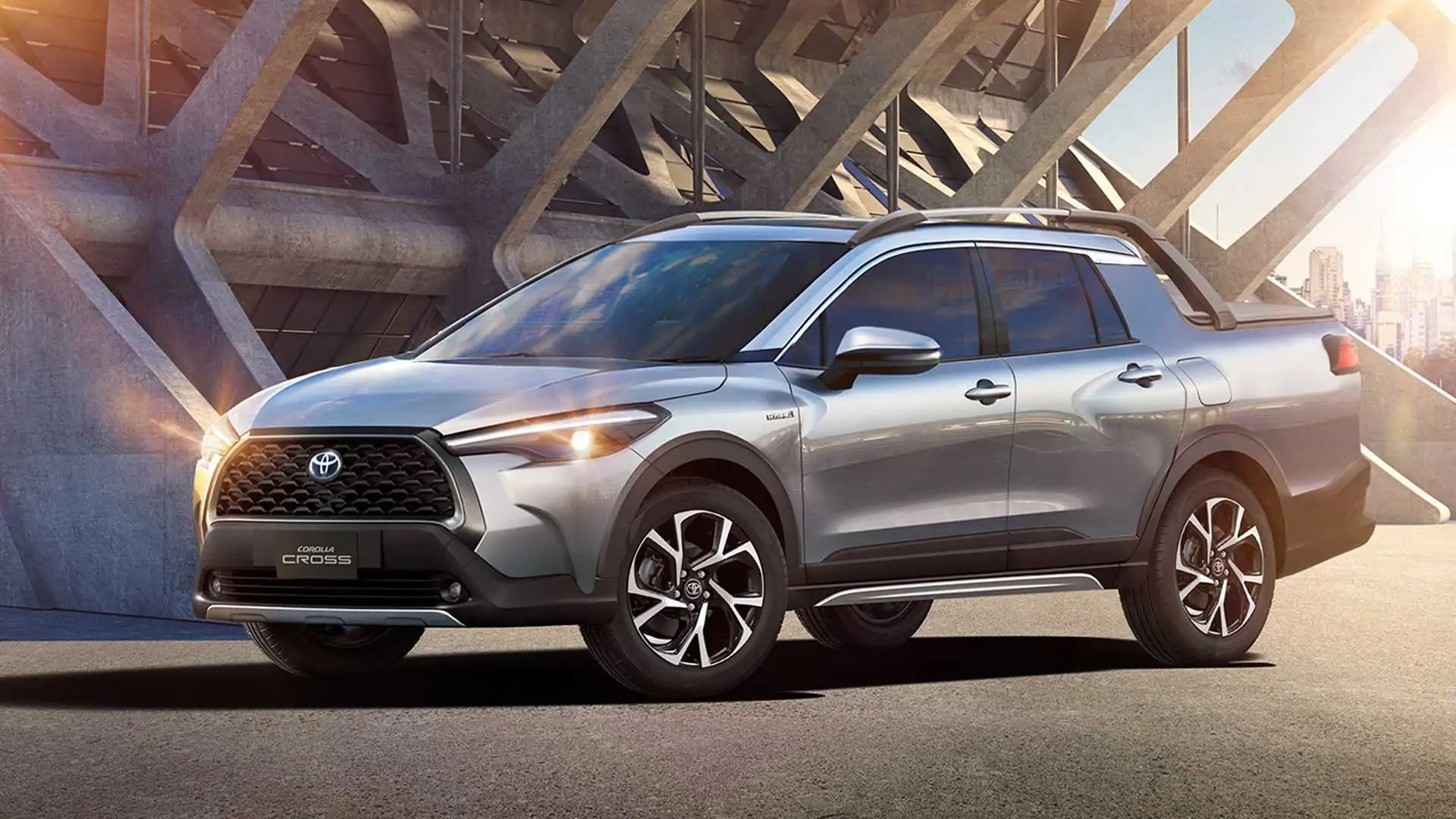 Toyota confirma picape Corolla para 2027 com design futurista, motor híbrido PHEV flex e promessa de baixo consumo. (Imagem: projeção Kleber Silva/KdesignAG)