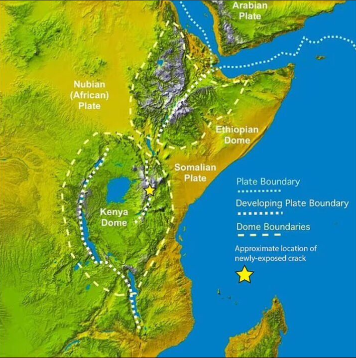 Os lugares mais afetados serão Etiópia, Somália, Quênia, Tanzânia e Madagascar, que pode se dividir em ilhas. Essas regiões estão no Rift da África Oriental, onde as placas tectônicas estão se afastando.