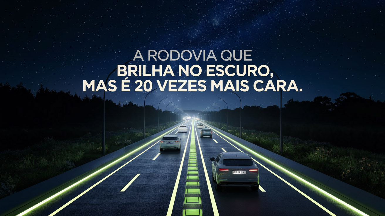 Rodovia que brilha no escuro impressiona pela inovação, mas o custo 20 vezes maior levanta debates sobre viabilidade no Brasil.