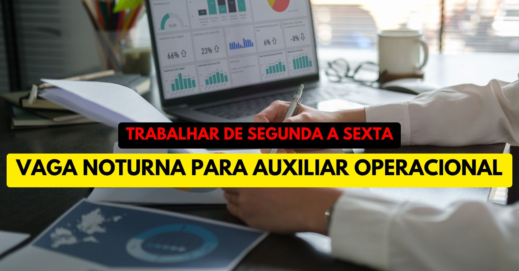 Vaga noturna para Auxiliar Operacional abre processo seletivo para atuar das 16h às 02h com remuneração de até R$ 1.800 + benefícios