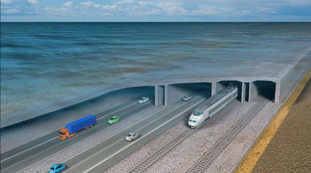 O maior túnel subaquático do mundo em rodovia e ferrovia está sendo construído entre Alemanha e Dinamarca, com 18 km de extensão totalmente submersa. Ele será o mais longo do planeta nesse formato, superando qualquer outro túnel que combine carros e trens debaixo d’água.