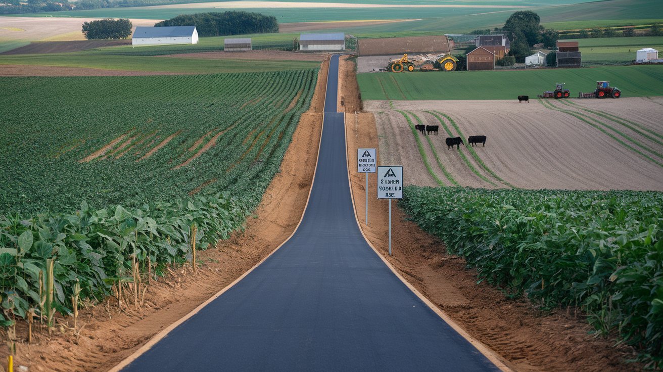 Obra milionária destinou recursos para asfaltar vias em meio a pastagens e plantações, beneficiando diretamente propriedades do vizinho e do amigo de Lula. (Imagem/ ilustração feita por IA)