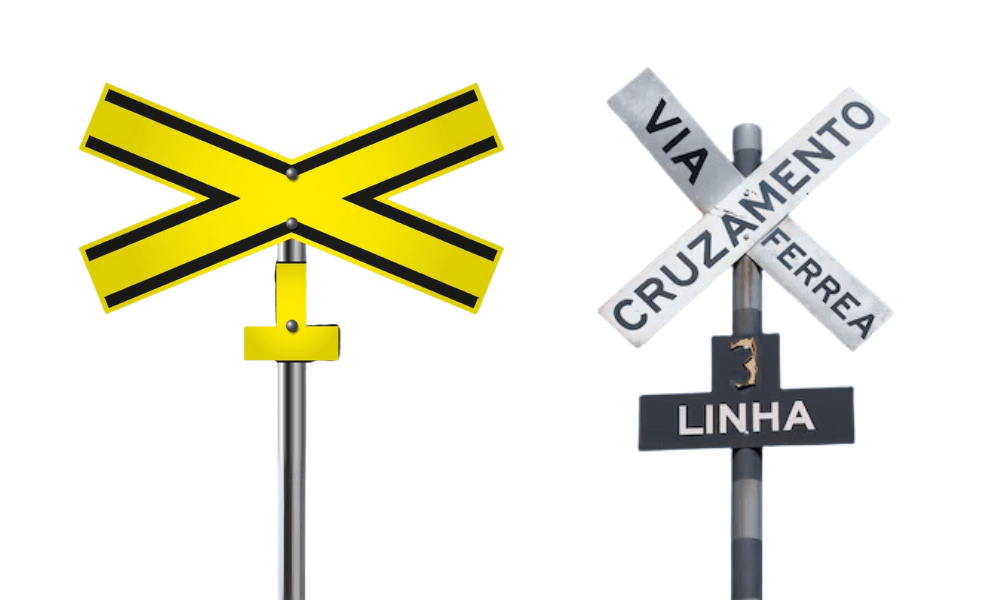 A placa em 'X' dos trilhos que exige parada total para evitar o impacto de um trem colossal