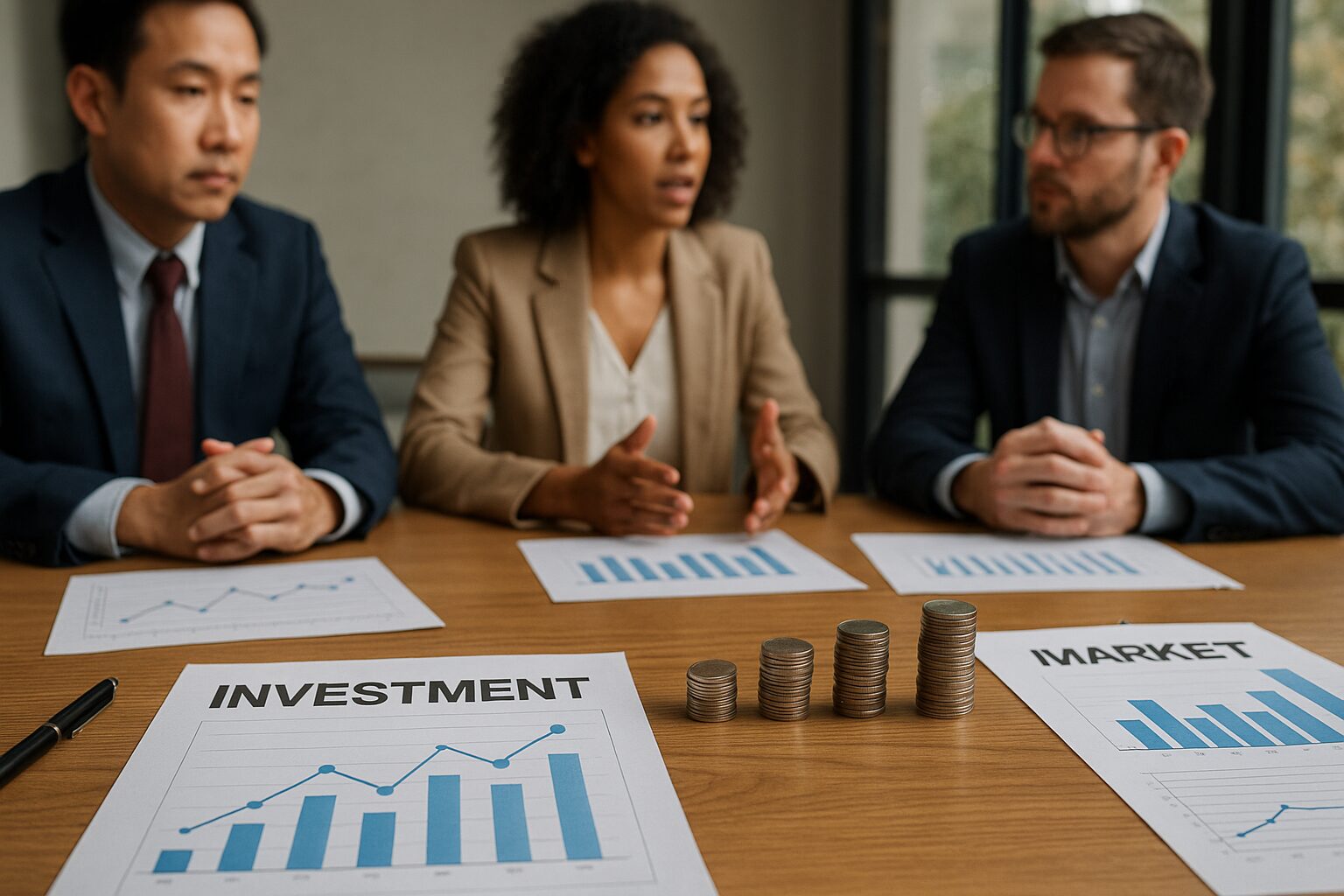 Cena realista mostrando uma pessoa trabalhando com notebook e gráficos de investimentos, simbolizando a relação entre o mercado de trabalho e os investimentos financeiros.