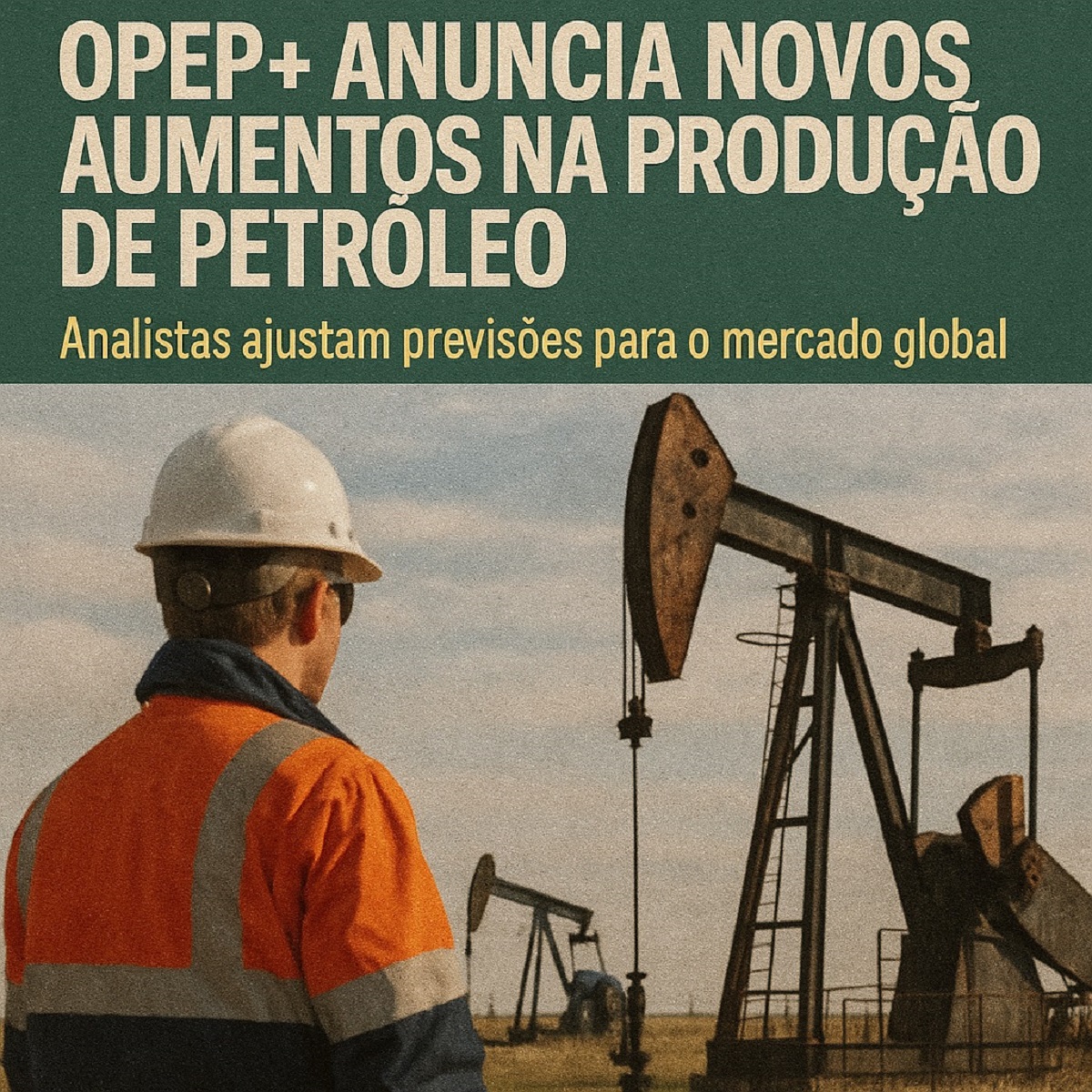 Trabalhador observa bombas de petróleo após anúncio da Opep+ sobre aumento na produção e impacto no mercado global