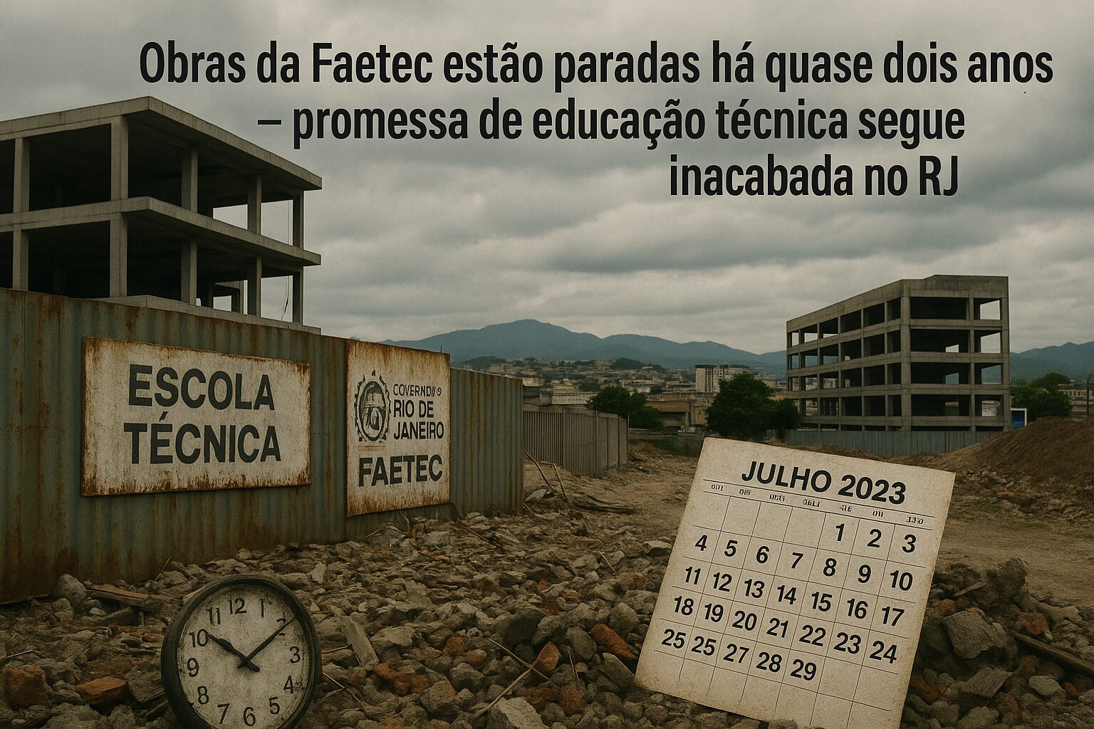 Obras atrasadas da Faetec no Rio de Janeiro acumulam quase dois anos de espera e R$ 170 milhões em investimentos