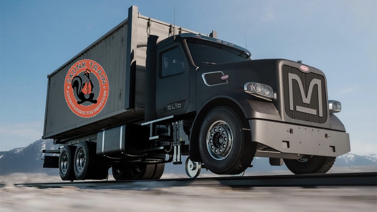 Projeto, trilhos, Caminhão, autônomo, híbrido