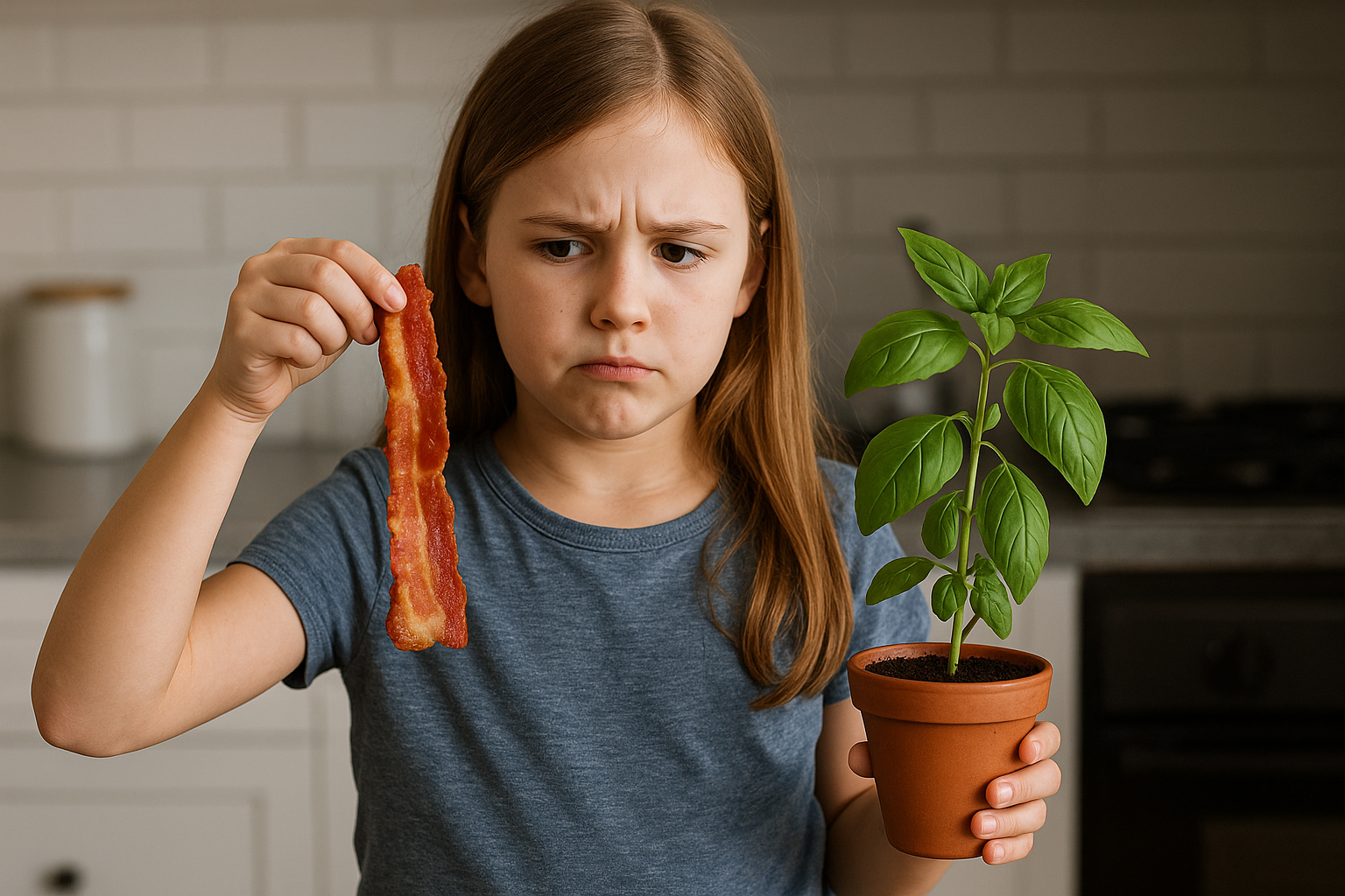 Crianças, Crianças americanas, Bacon, Alimentos