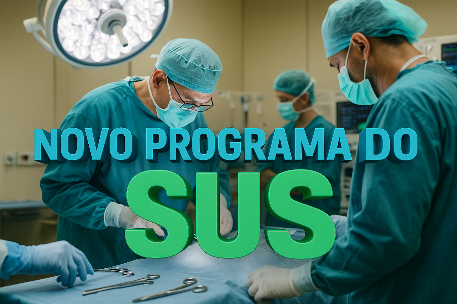 Cirurgiões operando com tecnologia no novo programa do SUS