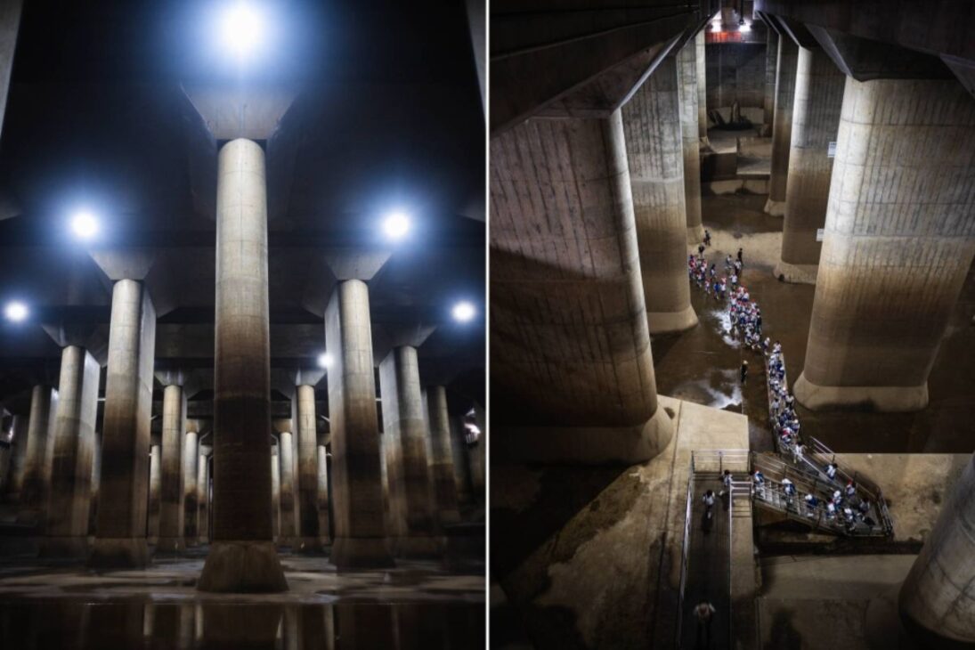 Os famosos túneis de inundação de Tóquio com 18 metros de altura e sustentado por 59 pilares colossais, cada um pesando 500 toneladas