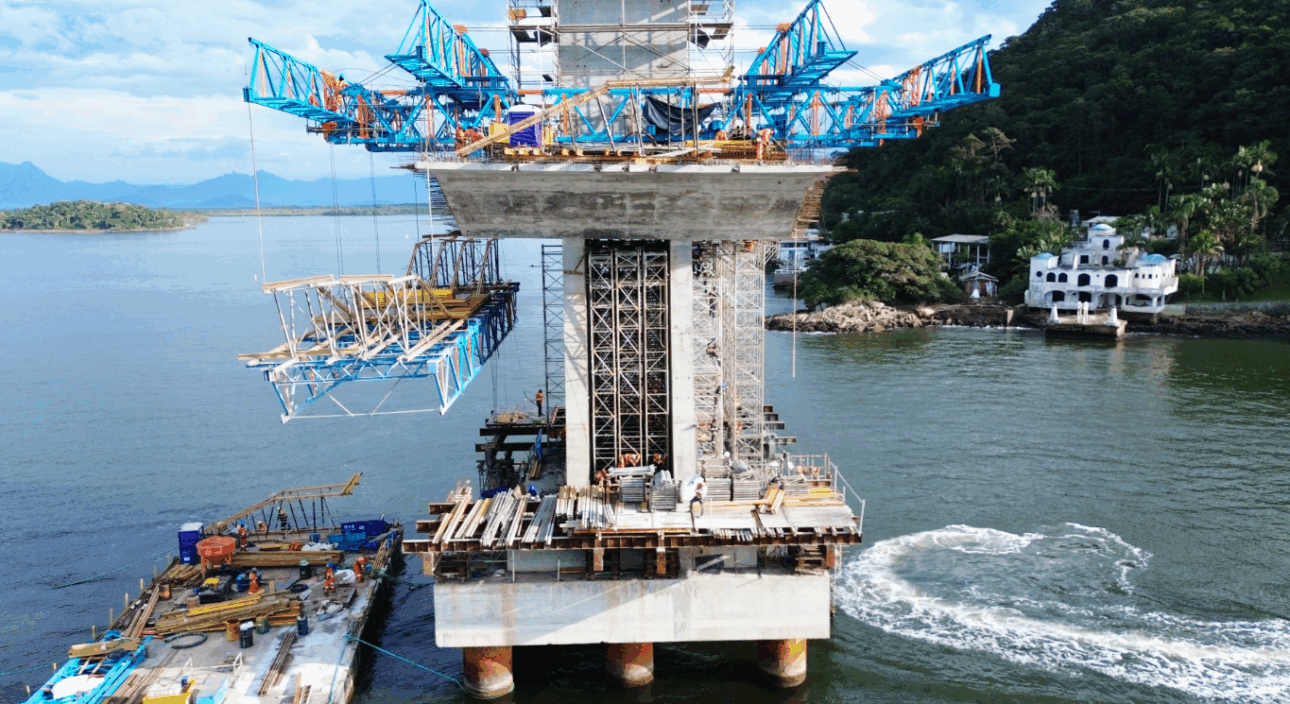Ponte de Guaratuba avança com 60% concluída, gera 600 empregos e promete revolucionar turismo e mobilidade no litoral do Paraná até 2026.. (Imagem: Consórcio Supervisor Ponte de Guaratuba)