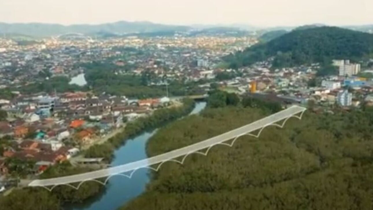 Obra inédita em Joinville: ponte curva de 182,5 metros vai ligar bairros e transformar a mobilidade urbana com investimento de R$ 25,9 milhões.