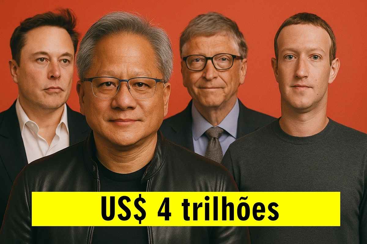 Jensen Huang, CEO da Nvidia, superou nomes como Elon Musk e Bill Gates ao liderar a primeira empresa a atingir US$ 4 trilhões em valor de mercado.