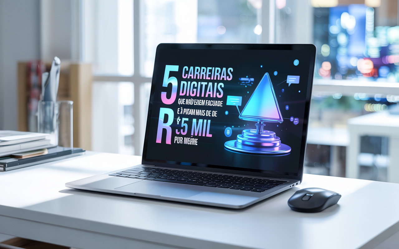 5 carreiras digitais que não exigem faculdade e já pagam mais de R$ 15 mil por mês