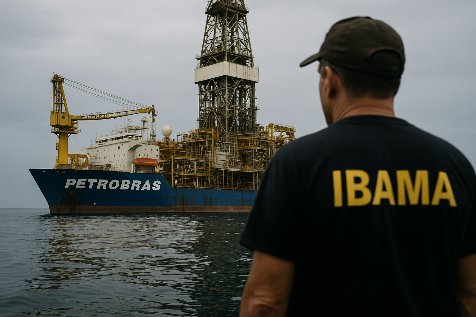 Plataforma da Petrobras observada por agente do Ibama durante operação na Margem Equatorial