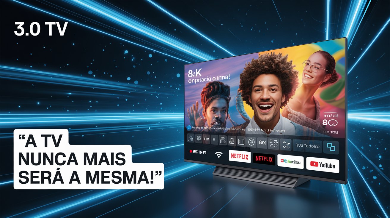 TV 3.0 chega ao Brasil com 8K, inteligência artificial e conectividade total, revolucionando a experiência televisiva e o consumo de mídia.