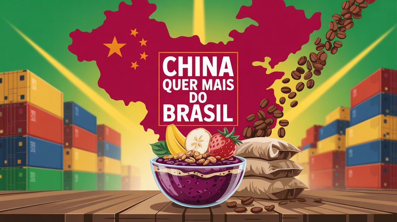 China amplia importações do Brasil, incluindo café, açaí e gergelim, em meio a novas tarifas dos EUA sobre produtos brasileiros.