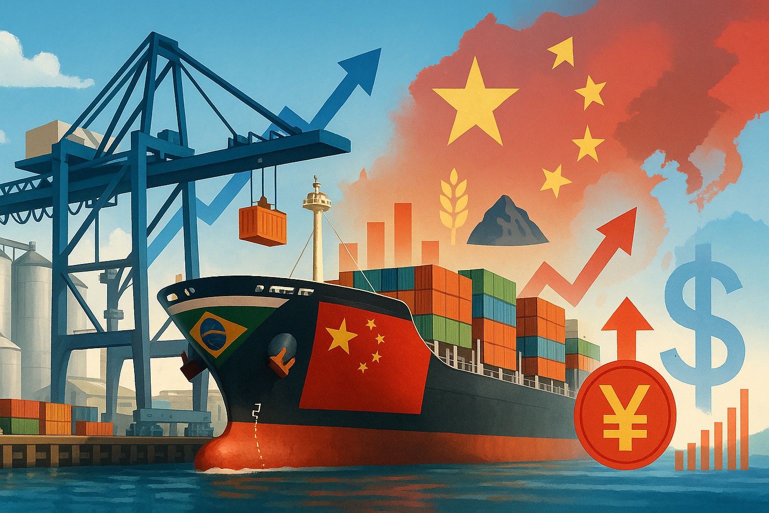 China dobra presença estratégica em portos brasileiros, como Paranaguá, Itaqui e Santos, investindo em terminais de grãos e minérios para exportação direta à Ásia e reduzindo a dependência do dólar no comércio internacional