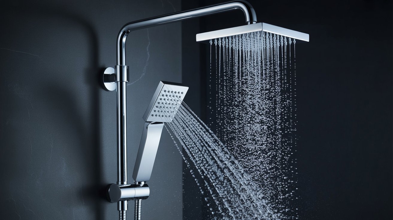 Chuveiros elétricos funcionando com vapor em banheiros elegantes