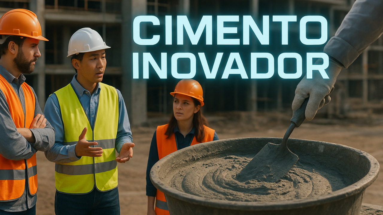 Pesquisadores da Universidade do Sudeste, na China, desenvolveram um cimento capaz de manter edifícios mais frios que o ar ambiente, reduzindo consumo de energia e emissões. Fonte: gerado por Inteligência Artificial