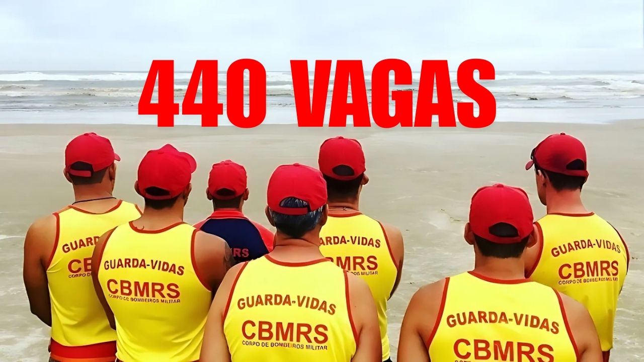 O Corpo de Bombeiros do RS abriu 440 vagas para salva-vidas civis temporários. Inscrições até 25/9, salários de até R$ 2.100.