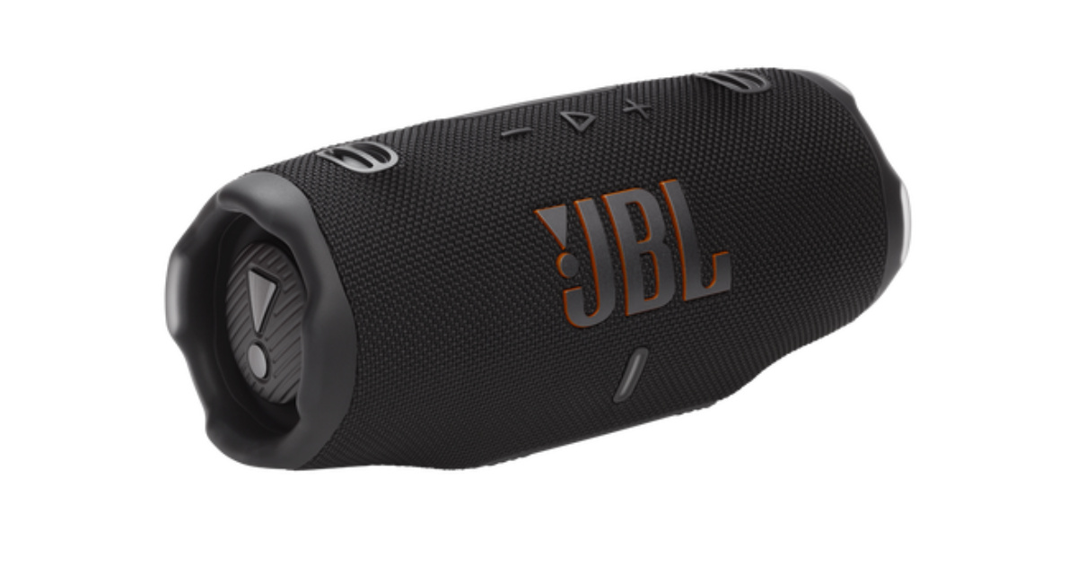 JBL Charge 6 traz 45W de potência, bateria de até 28h, resistência IP68, Bluetooth 5.4 e power bank em corpo portátil.