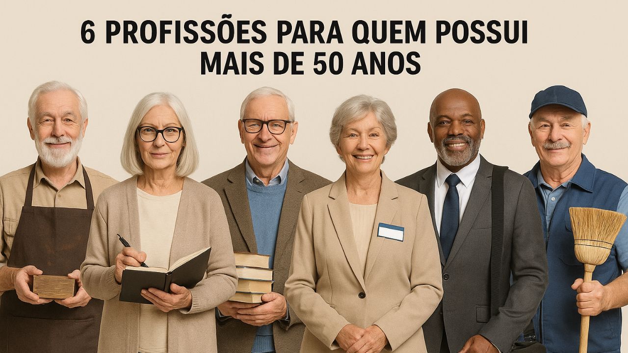 Descubra 6 profissões ideais para quem tem 50 anos ou mais e deseja permanecer ativo no mercado com qualidade de vida, autonomia e valorização da experiência.