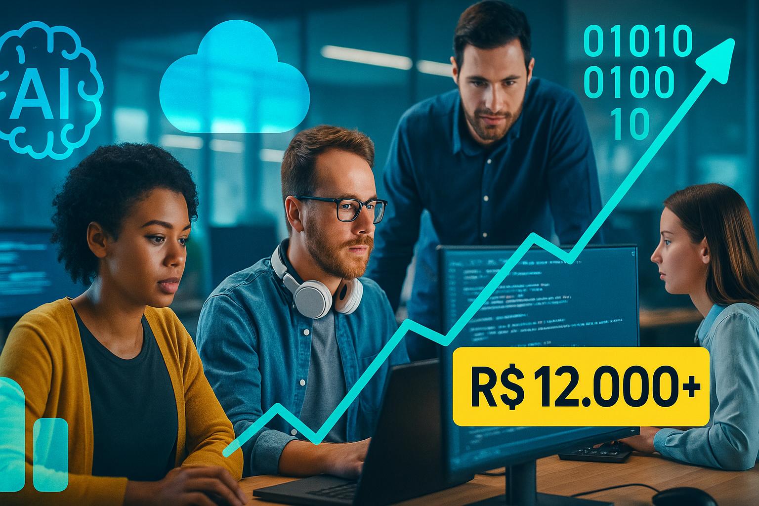 5 carreiras em tecnologia pagam mais de R$ 12 mil por mês e revelam falta de profissionais especializados no Brasil
