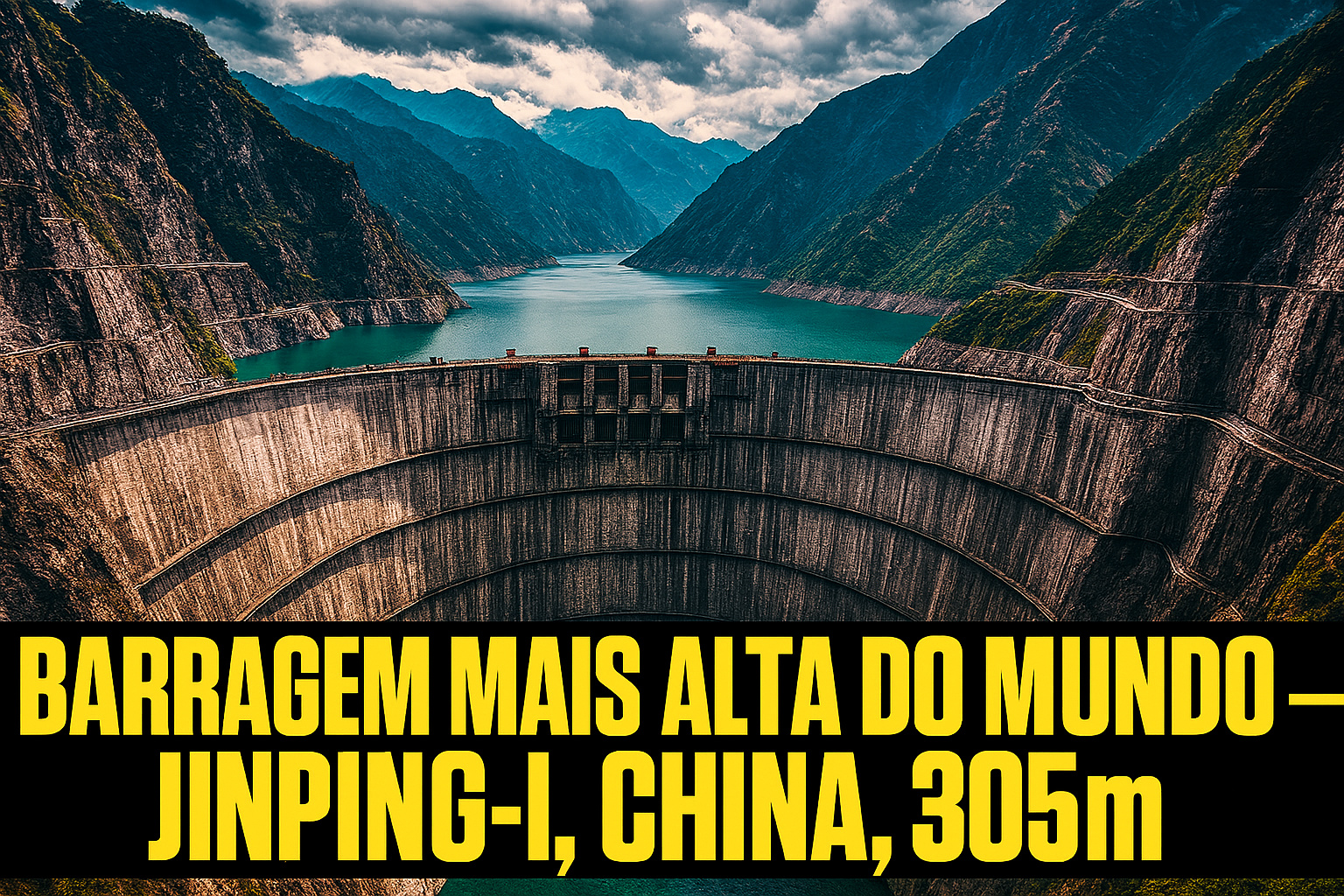 A barragem mais alta do mundo fica na China: Jinping-I tem 305 metros de altura, supera a Três Gargantas, segura 7,7 bilhões de m³ de água e desafia os limites da engenharia