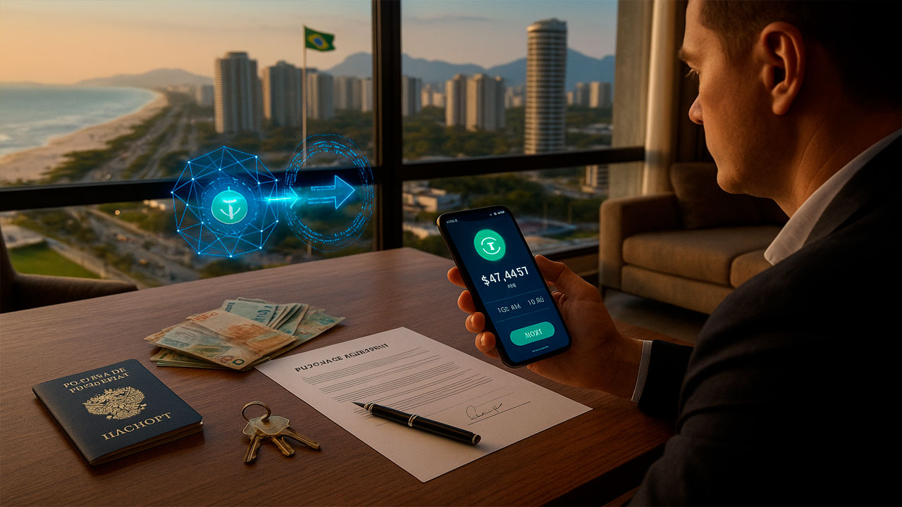 Burocracia trava imóveis para estrangeiros? Transação com cripto agita o mercado e aponta solução, russo compra estúdio no Brasil por R$ 740 mil em USDT