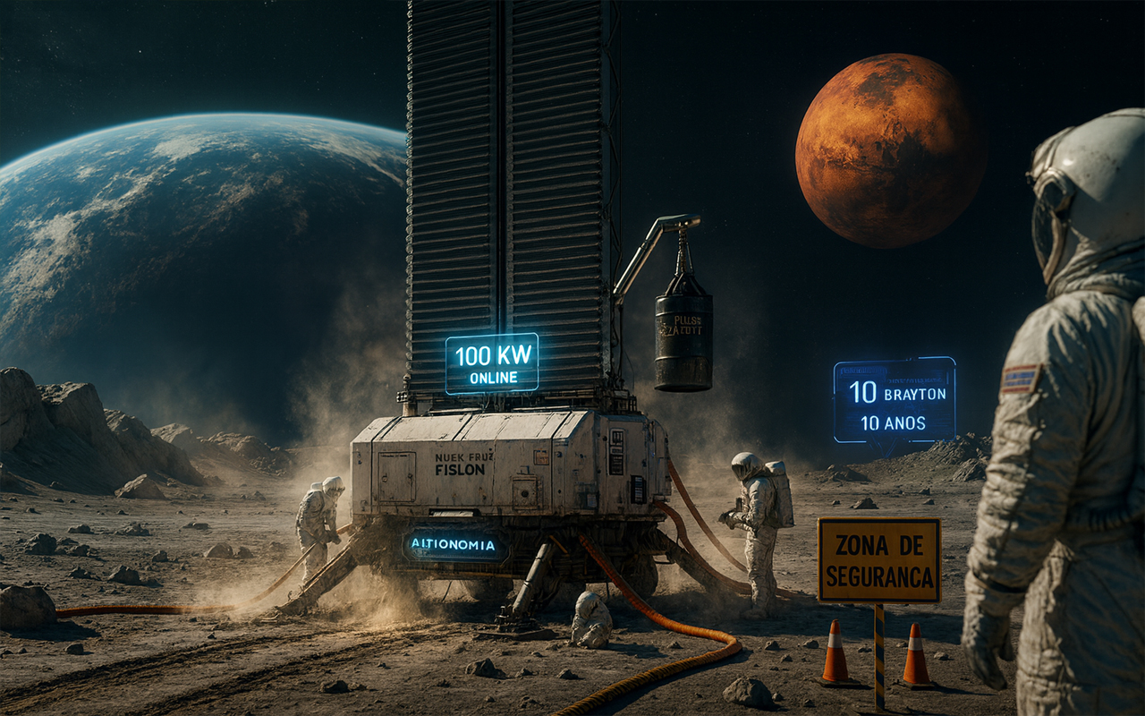 Energia nuclear “paga” na Lua, NASA abre corrida por reator de 100 kW até 2029 e quer vender eletricidade a clientes em menos de 10 anos