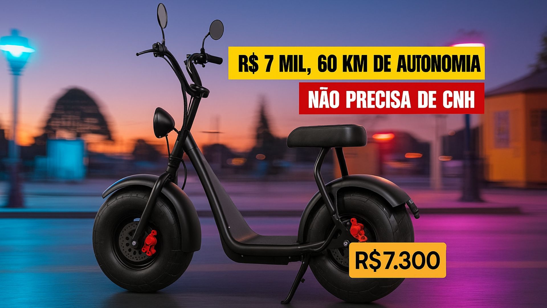 Scooter elétrica TUI POP tem motor 1000W, até 60 km de autonomia, freios a disco e custa R$ 7,3 mil no Brasil. (Imagem: ilustrativa)