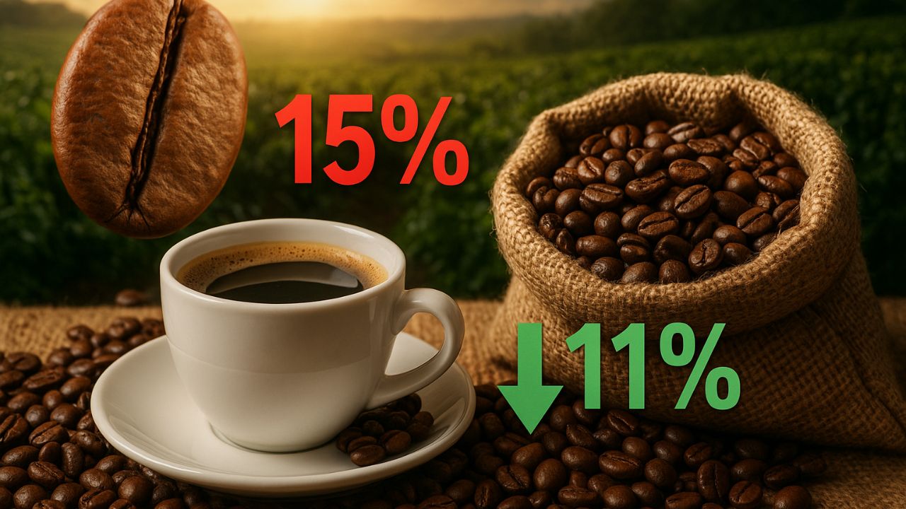 Preço do café vive impasse: Abic prevê alta de até 15% no supermercado, mas Cepea aponta queda de até 11,1% no grão