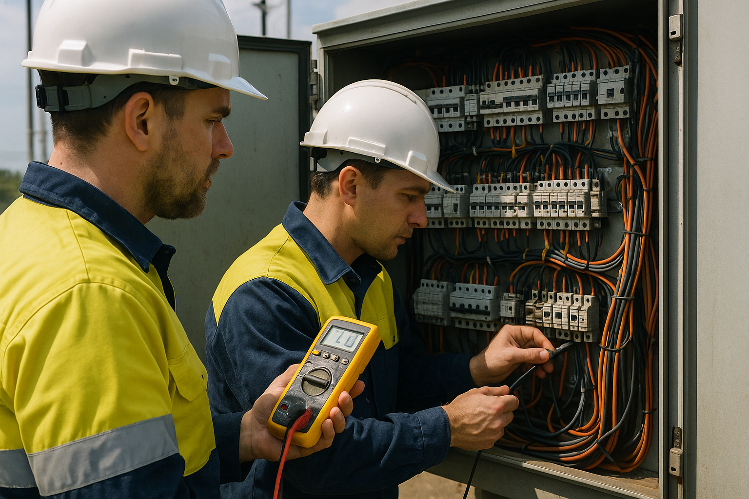Engenheiro eletricista com uniforme de segurança em subestação, referência à decisão do TST sobre adicional de periculosidade.