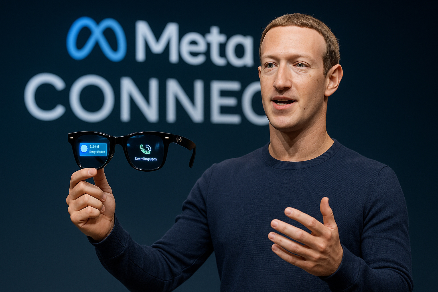 Zuckerberg mostra os óculos Meta Ray-Ban Display com IA integrada na Meta Connect.