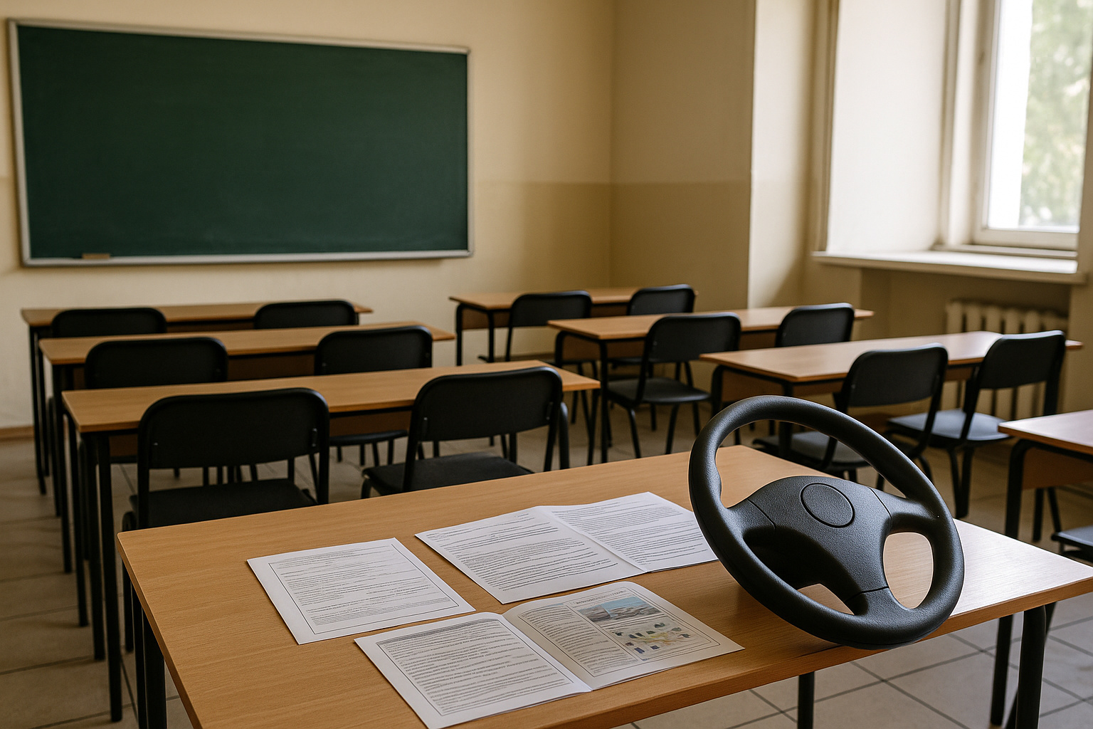 Sala de autoescola vazia simboliza o fim da obrigatoriedade e a queda no custo da CNH no Brasil