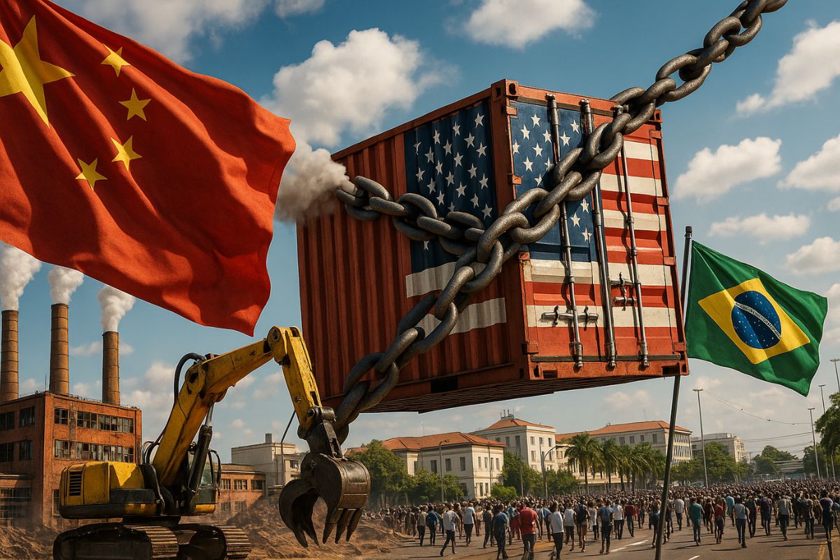 China enfrenta guerra tarifária, fábricas em crise, desemprego juvenil alto e indústria pressionada; Brasil monitora risco para exportações
