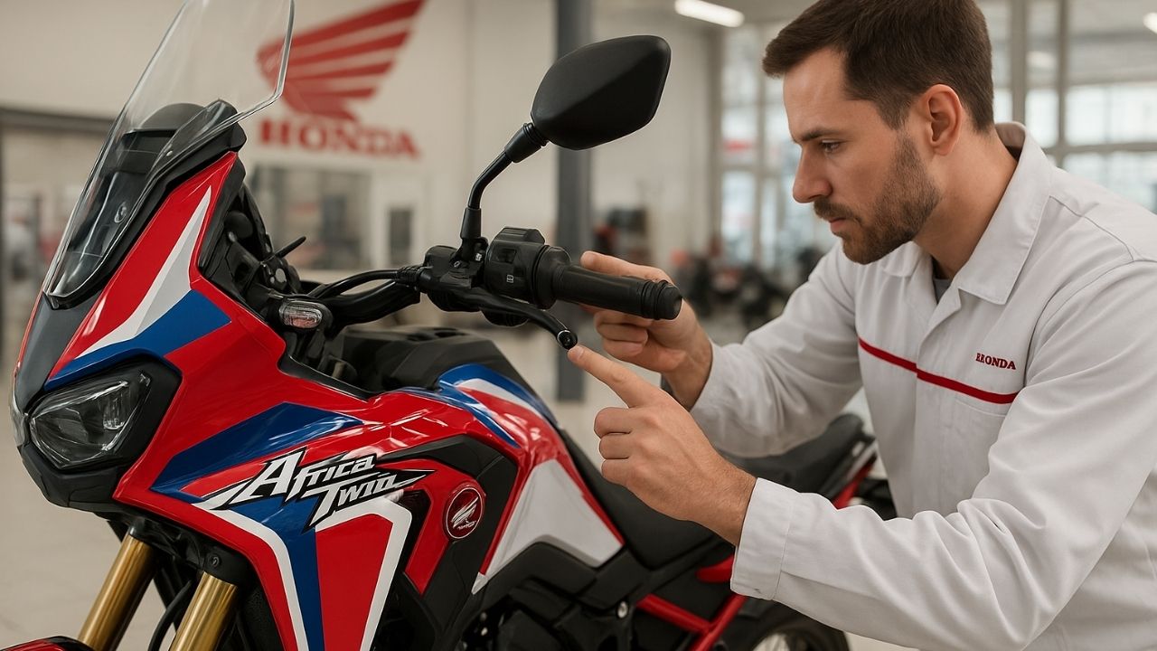 Recall da Honda CRF 1100L Africa Twin convoca mais de 4 mil motocicletas por falha no punho esquerdo que afeta buzina e faróis.
