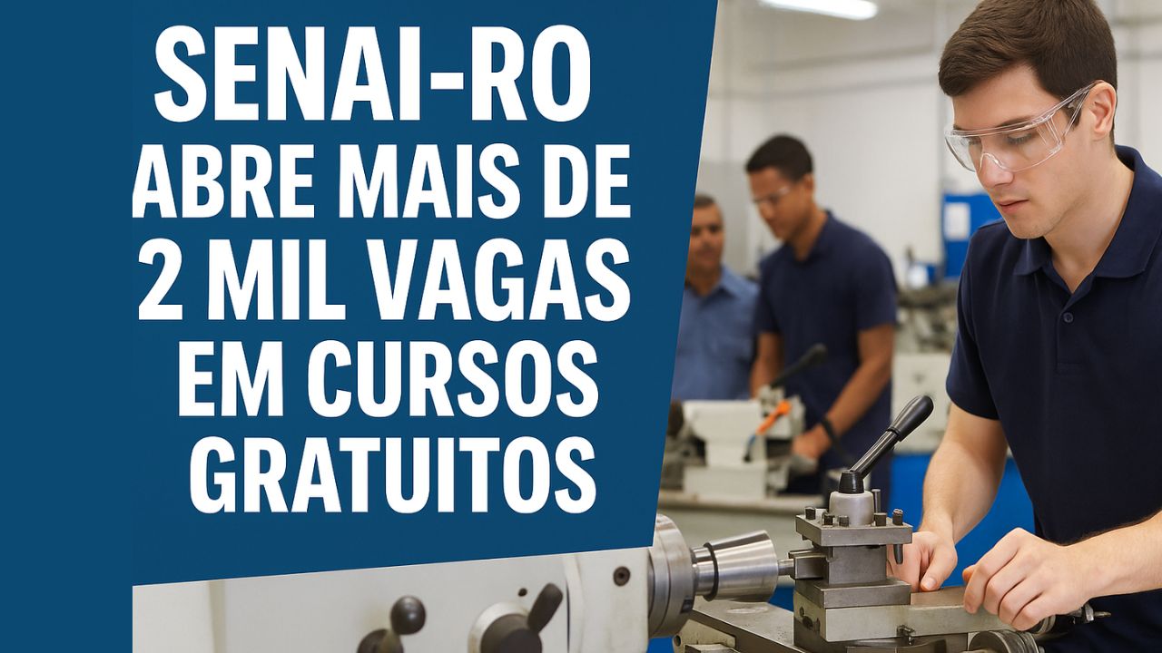 Senai-RO abre inscrições para mais de 2 mil vagas em cursos gratuitos nas áreas industrial e tecnológica em Rondônia. Inscrições até 25/11.