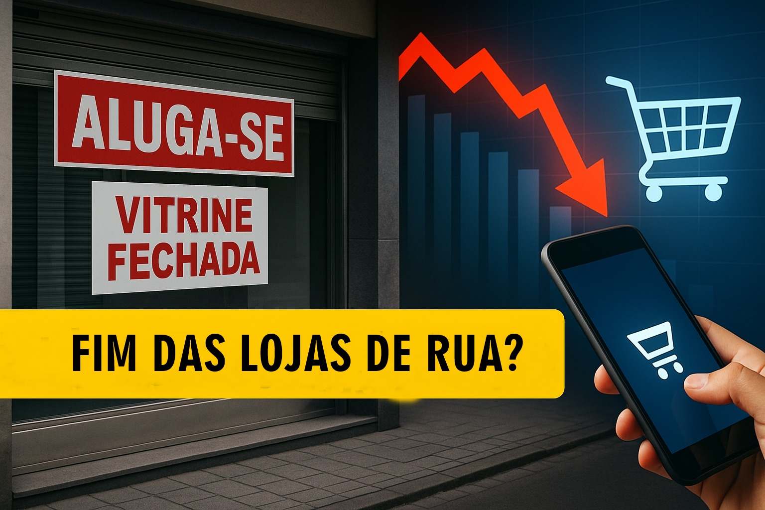 O comércio de rua entra em colapso. Vendas caem 27%, vitrines fecham e o e-commerce fatura bilhões com frete grátis e entregas em 24 horas.