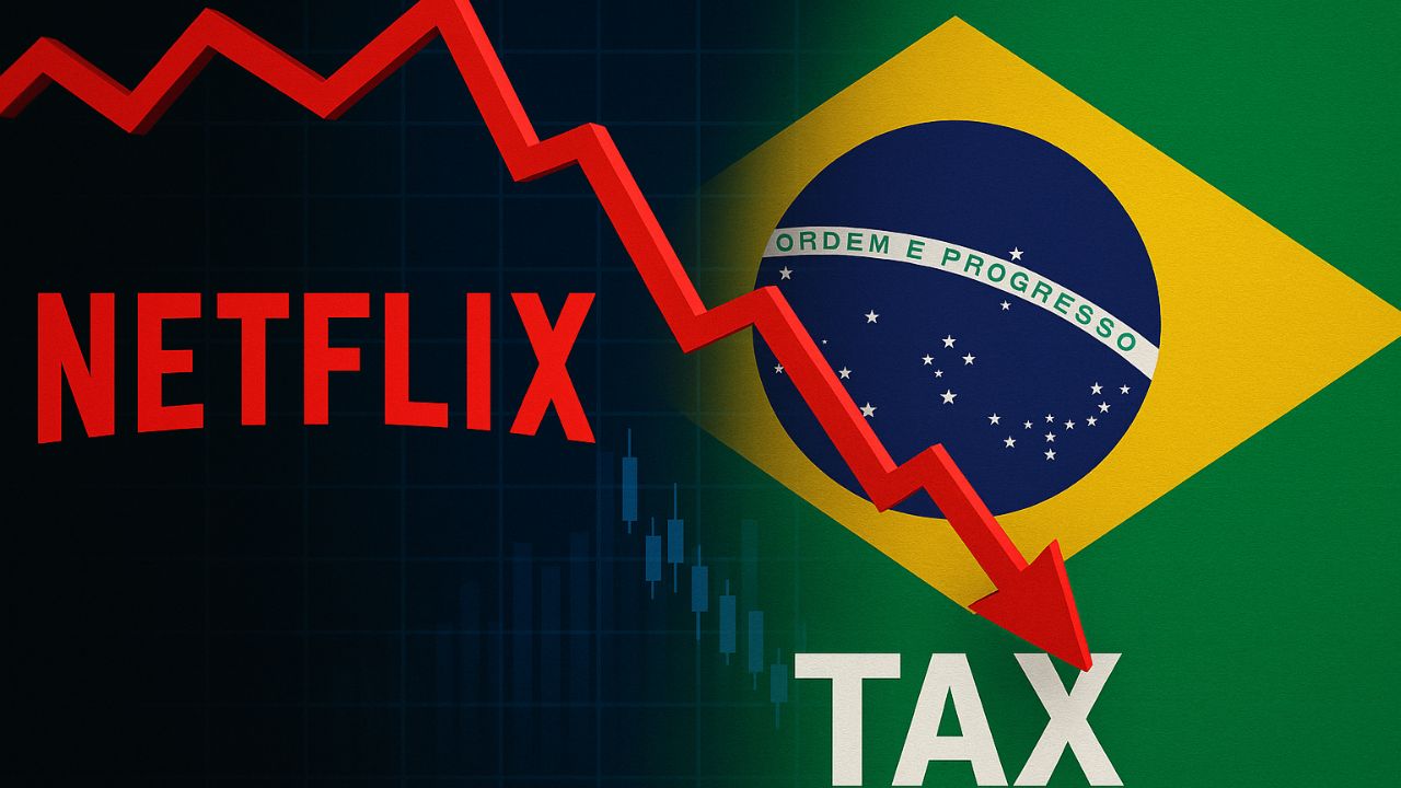 Lucro da Netflix cai após imposto no Brasil. Ações despencam quase 10% em NY com impacto de US$ 619 milhões em disputa tributária.