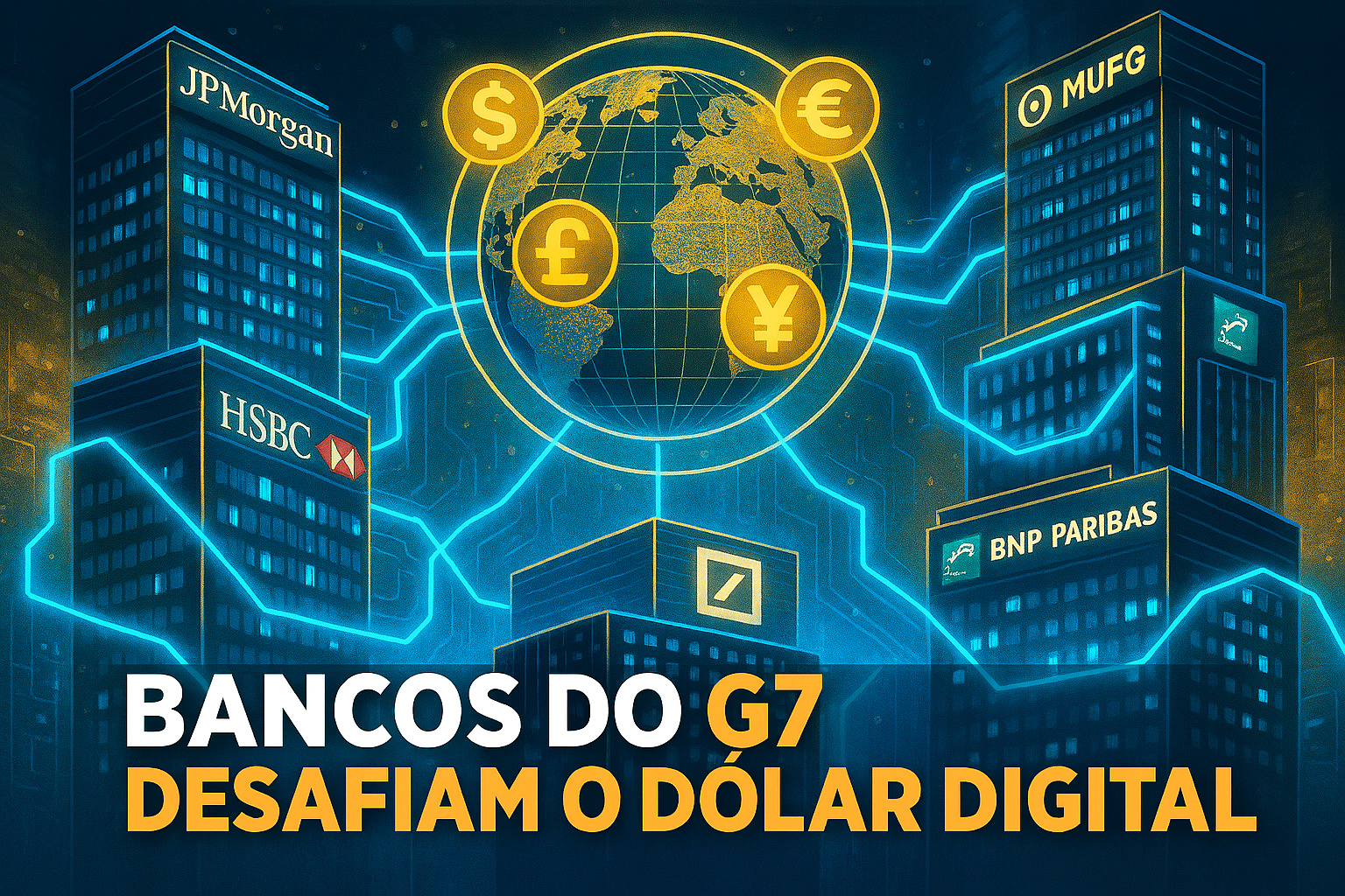 Bancos do G7 se unem para criar suas próprias stablecoins lastreadas em moedas oficiais; projeto bilionário ameaça o domínio do dólar digital e pode redefinir o sistema financeiro mundial